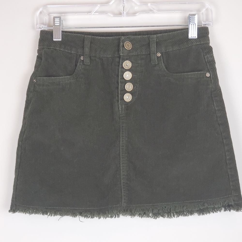 Indigo Rein Olive Corduroy Mini Skirt